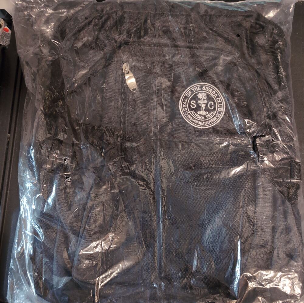 New Sierra Club Black Backpack In Original Bag
